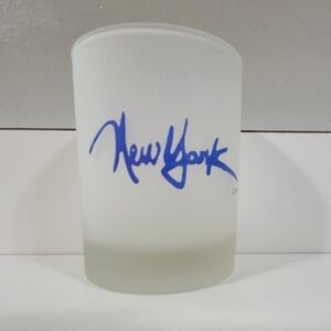 FROSTED DRINKING GLASS  NEW YORK LETTERING